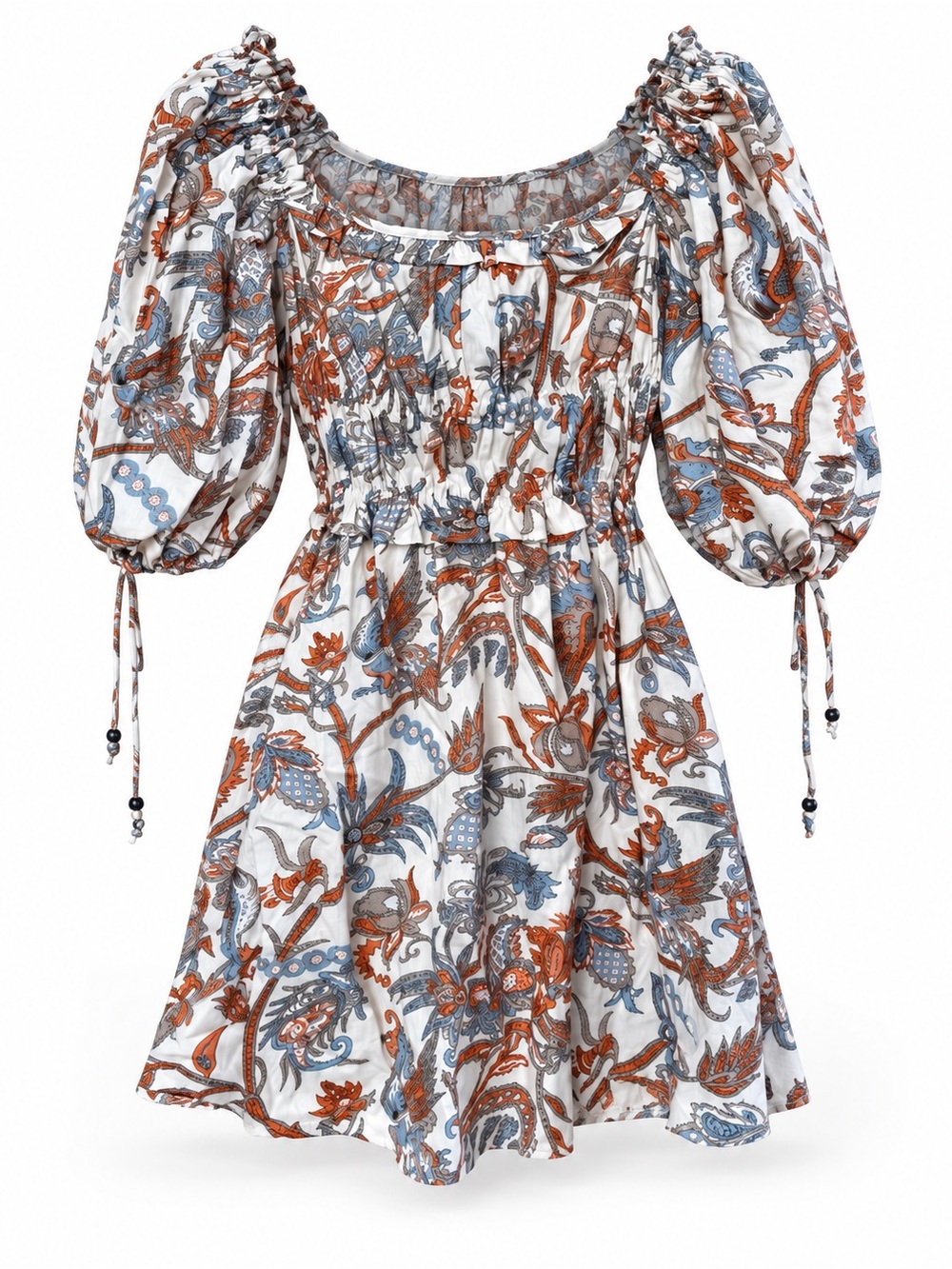 House of Harlow 1960 Paisley Patterned Mini Dress | Boho Puff Sleeve | Sz XS
